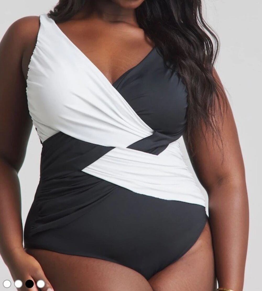 MAGISCULPT Firm Control Illusion black white Swimsuit One-piece Slimming 18 NWT